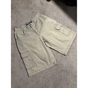Crazy VTG JNCO Styl Menace Jeans BAGGY Khaki/Creme Denim Cargo Shorts Size 36x14